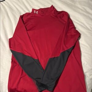 Under Armour Mock Neck Red and Black Athletic Top